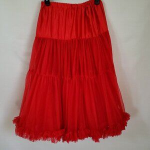 American Vintage Red Tiered Crinoline Underskirt Midi Skirt / Size Medium